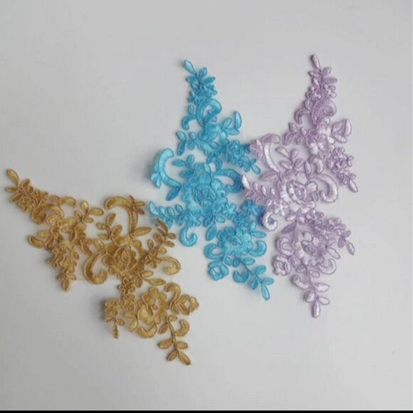 6Pcs Delicate Lace Applique - pastel violet - Picture 3 of 3
